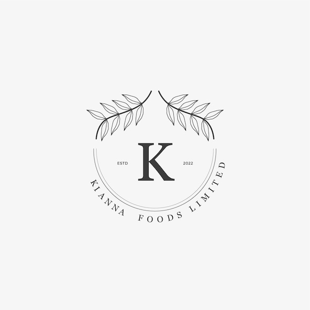 K Letter Logo с креативной цветочной концепцией для компании, бизнеса, красоты, недвижимости Premium векторы