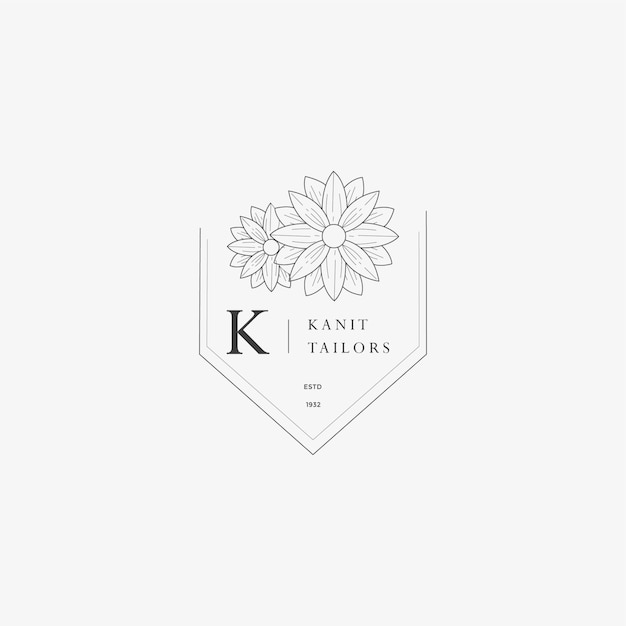 K letter logo with creative floral concept for company business beauty real estate premium vector