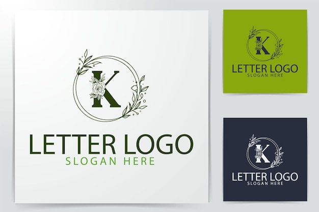 K letter Natural floral elegant decorative gradient style logo design template for branding corporate identity