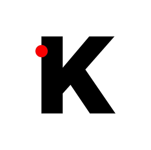 K letter with red dot company monogram K icon