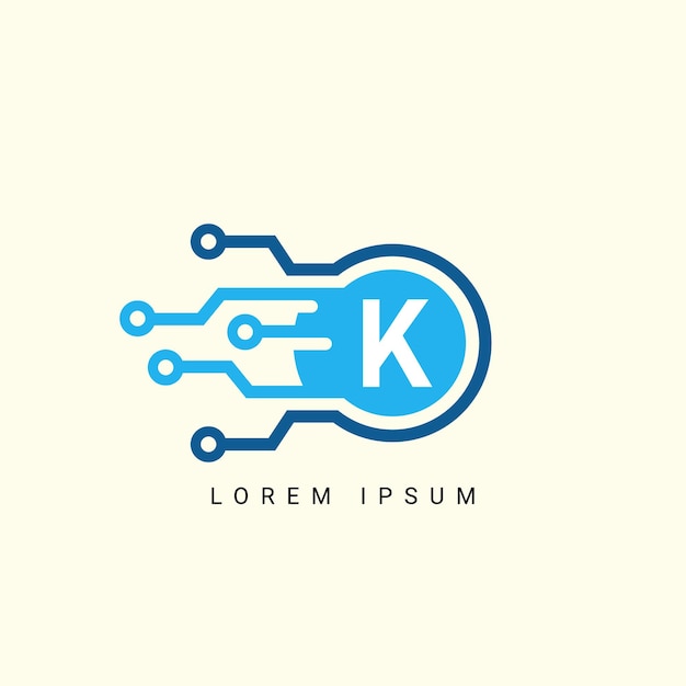 K-logo Letter Circle vorm symbool groene en blauwe kleur Technologie digitale abstracte puntverbinding