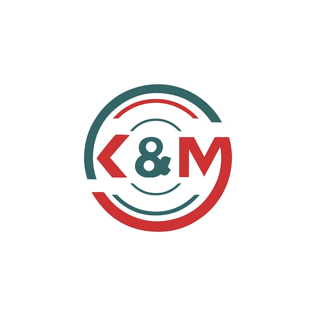 Vector k m circle logo icon for a new brand or business on white background