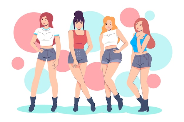 Vector k-pop girl group concept