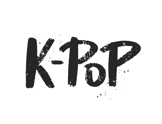 벡터 k-pop 손으로 쓴 비문. 손으로 그린 타이포그래피 인쇄. k팝 음악 스타일.