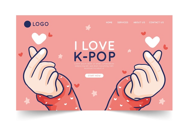 Vector k-pop music landing page