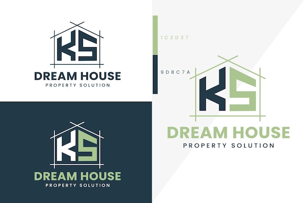 Логотип KS Monogram Dream House Real Estate премиум-вектор