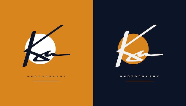 손글씨 스타일의 K 및 A 시그니처 초기 로고 디자인. 웨딩, 패션, 보석, 부티크, 식물, 꽃 및 비즈니스 아이덴티티를 위한 KA 시그니처 로고 또는 심볼