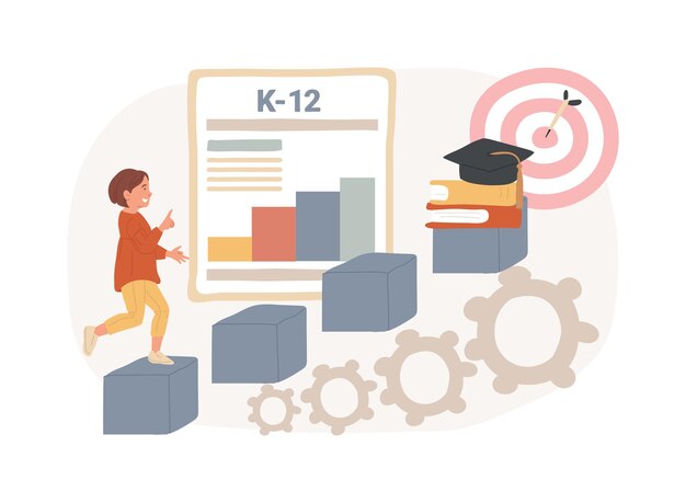 K12 programma geïsoleerde concept vector illustratie