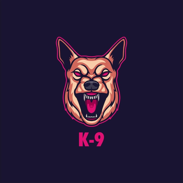 Вектор k9 талисман логотип