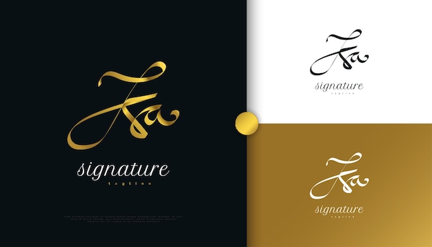 KA Initial Signature Logo Design with Elegant and Minimalist Gold Handwriting Style Initial K and A Logo Design for Wedding Fashion Jewelry Boutique and Business Brand Identity