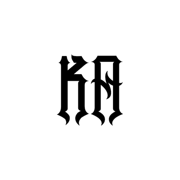KA モノグラムロゴ デザイン文字 テキスト名 シンボル モノクロロゴタイプ アルファベット文字 シンプルロゴ