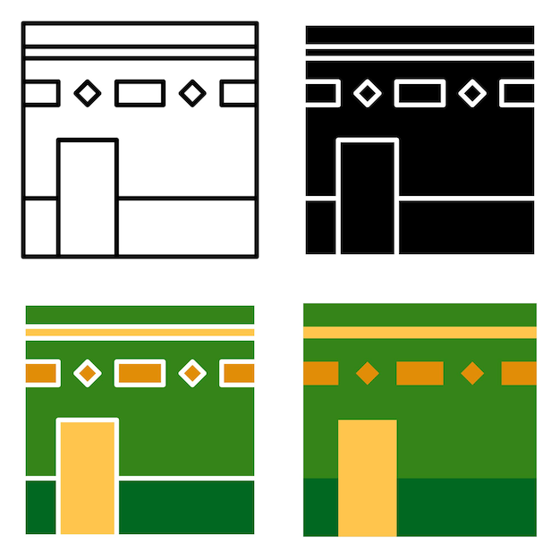 Кааба в плоском стиле изолирована