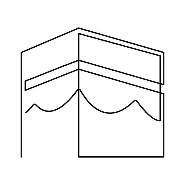 Иконка исламской непрерывной линии Каабы с использованием стиля тонкой линии для исламских событий или пиктограммных активов Рамадан Карим Ид Мубарак Набор иконок исламского искусства линии Рамадан Карим Линия Векторные иконки