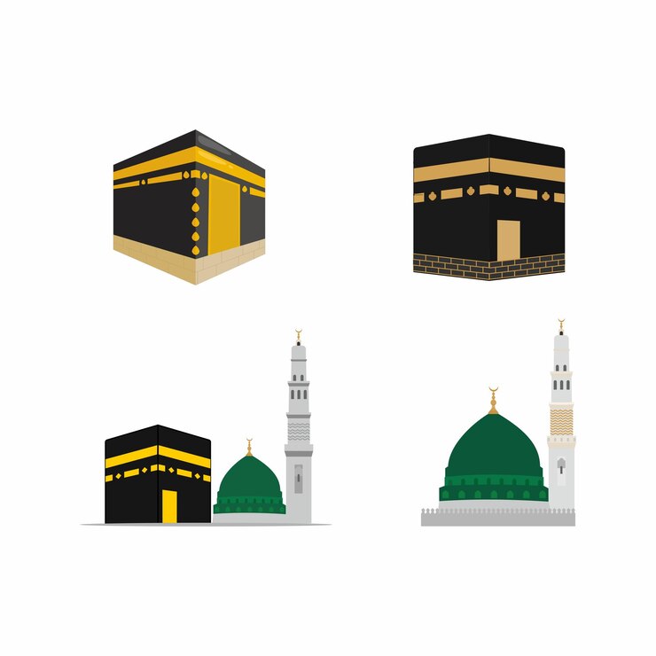 Vector kaabah and medina mosque collections