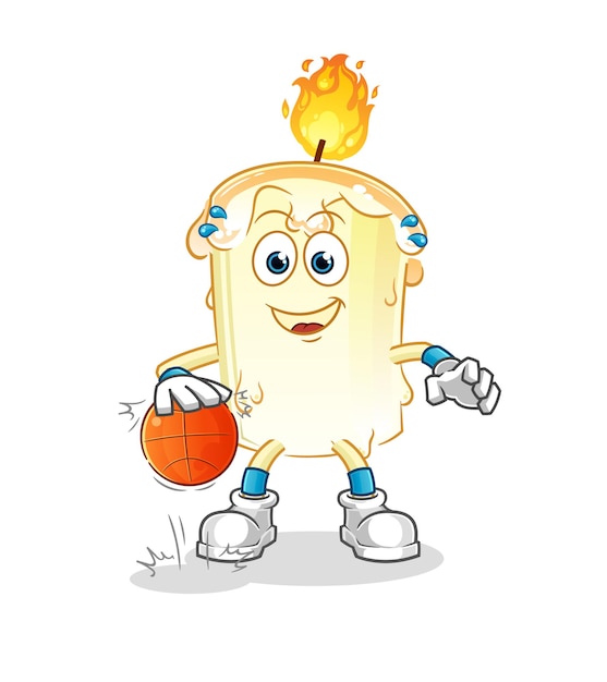 kaars dribbel basketbal karakter. cartoon mascotte vector