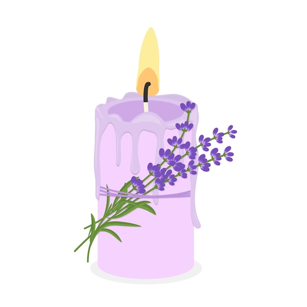 Kaars en takjes lavendel Home healing aromatherapie