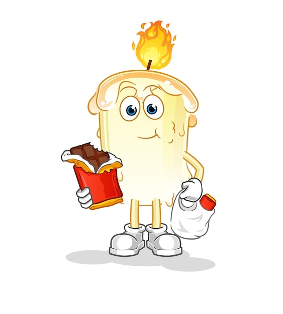 Kaars eten chocolade mascotte. cartoon vector