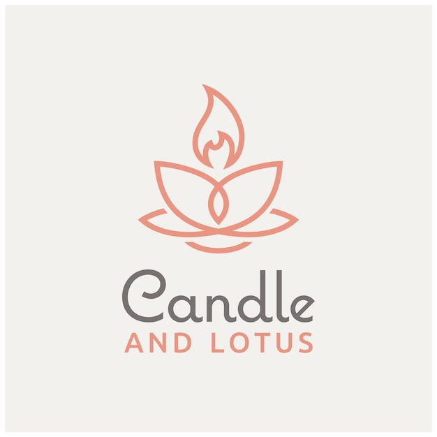 Kaars met lotusbloem voor traditioneel spiritueel spa-logo-ontwerp