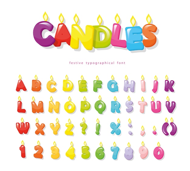 Kaarsen lettertype voor verjaardag ontwerp.