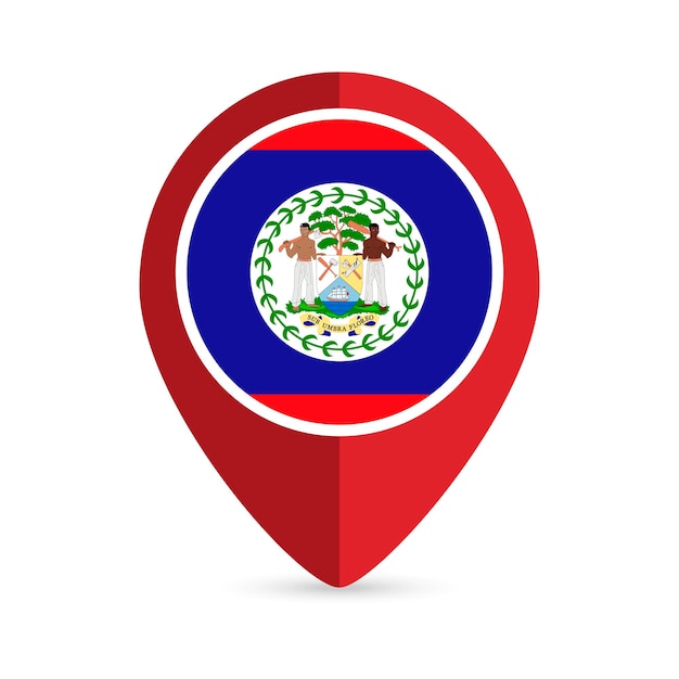 Kaart aanwijzer met contry Belize Belize vlag Vector illustratie
