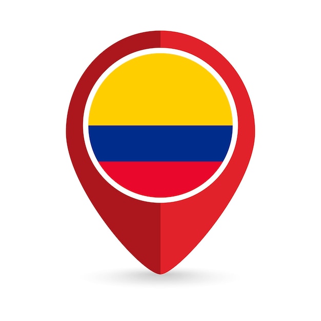 Kaart aanwijzer met contry Colombia Colombia vlag Vector illustratie