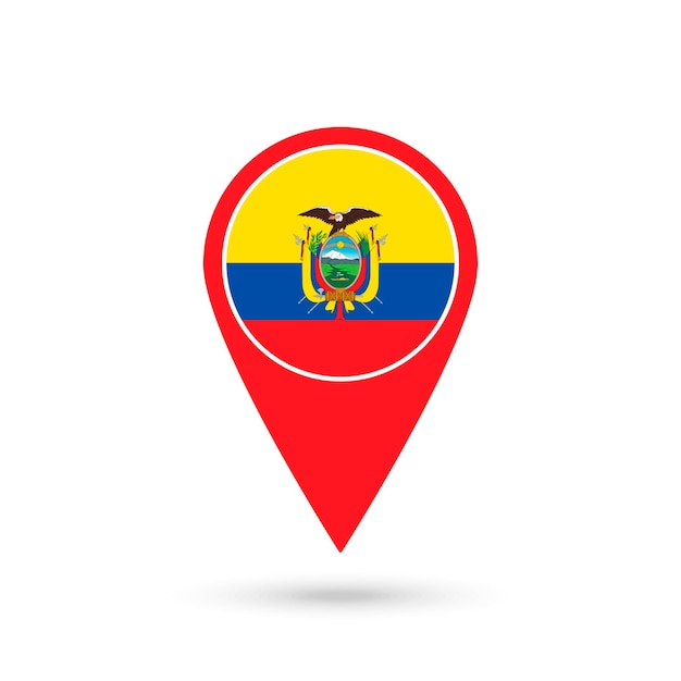 Kaart aanwijzer met contry Ecuador Ecuador vlag Vector illustratie