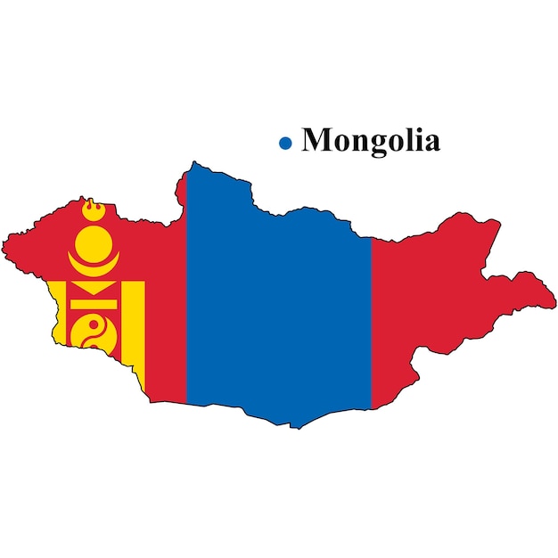 Kaart en vlag van Mongolië