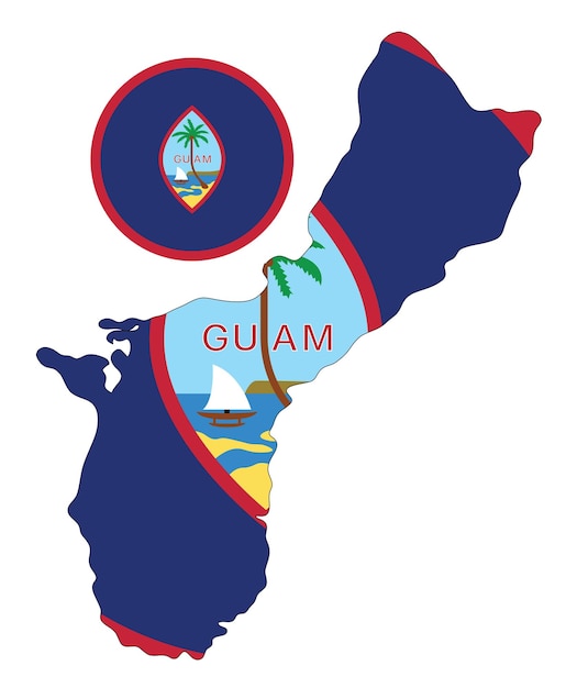 Vector kaart en vlagvector van guam