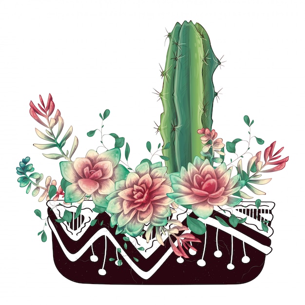 Kaart met geplaatste cactussen en succulents