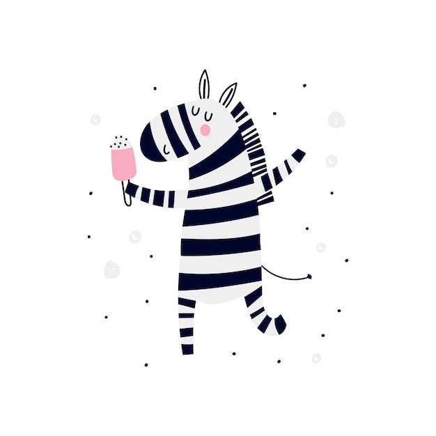 Kaart met schattige zebra Vector illustraties