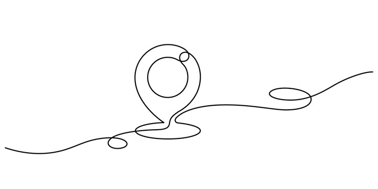 Vector kaart pin icoon locatie continue één lijn tekening