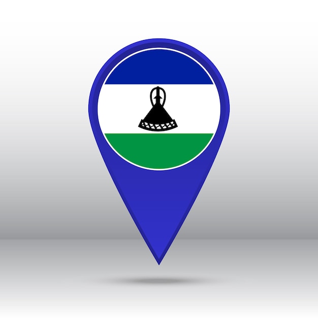 Kaart pin Lesotho vlag vector