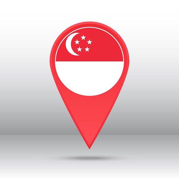 Kaart pin Singapore vlag vector