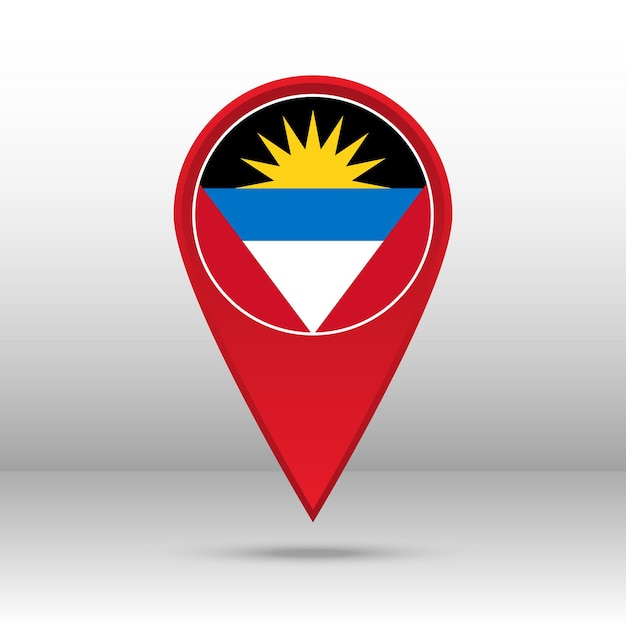 Kaart pin vlag van antigua en barbuda