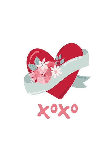 Kaart Valentijnsdag in boho-stijl. Boheemse romantische concept gelukkige Valentijnsdag. Boho regenboog, hart en bloemen. Vector