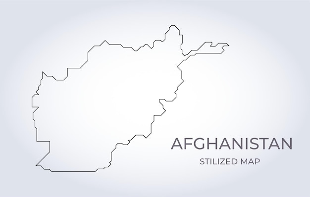 Kaart van Afghanistan in een gestileerde minimalistische stijl