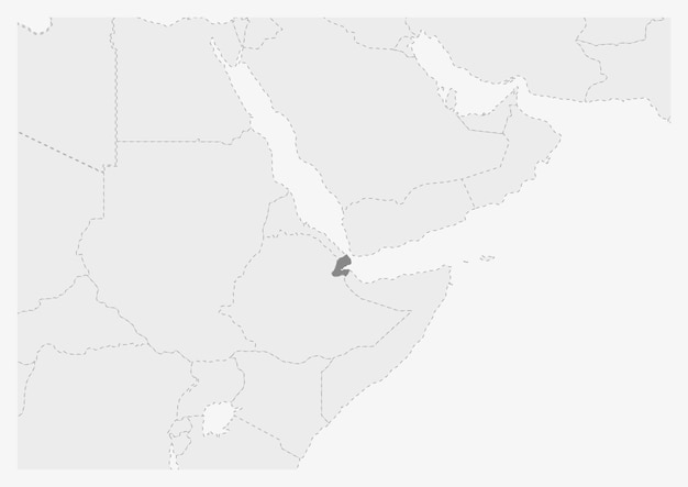 Kaart van afrika met gemarkeerde djibouti-kaart