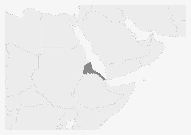 Kaart van Afrika met gemarkeerde Eritrea-kaart