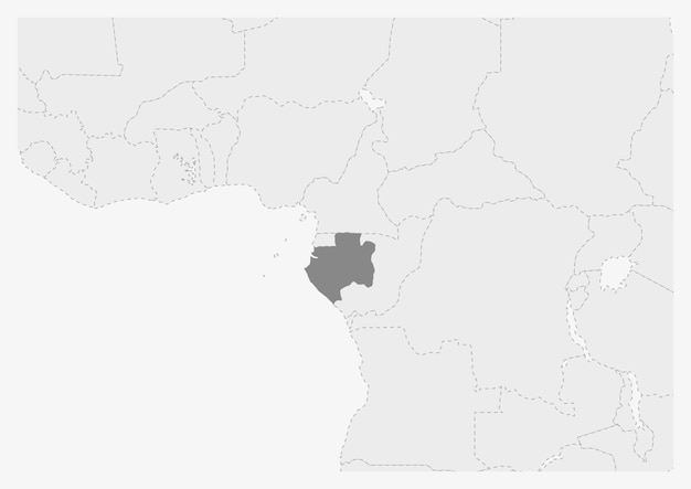 Kaart van afrika met gemarkeerde kaart van gabon