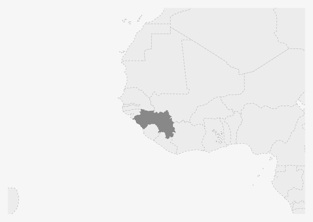 Kaart van Afrika met gemarkeerde kaart van Guinee