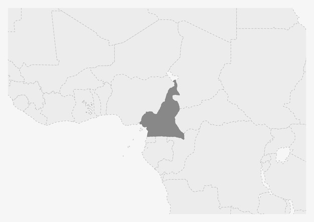 Kaart van afrika met gemarkeerde kaart van kameroen