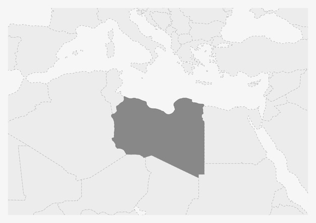 Kaart van Afrika met gemarkeerde kaart van Libië