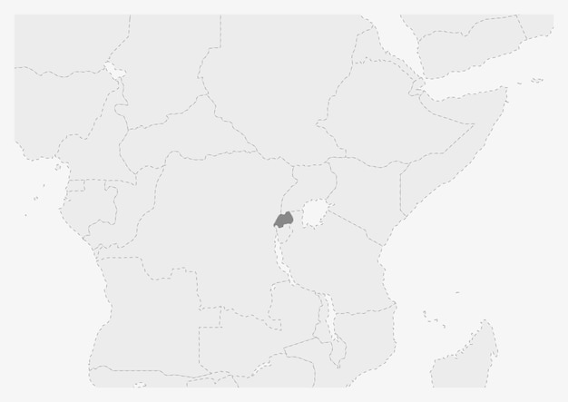 Kaart van afrika met gemarkeerde rwanda-kaart