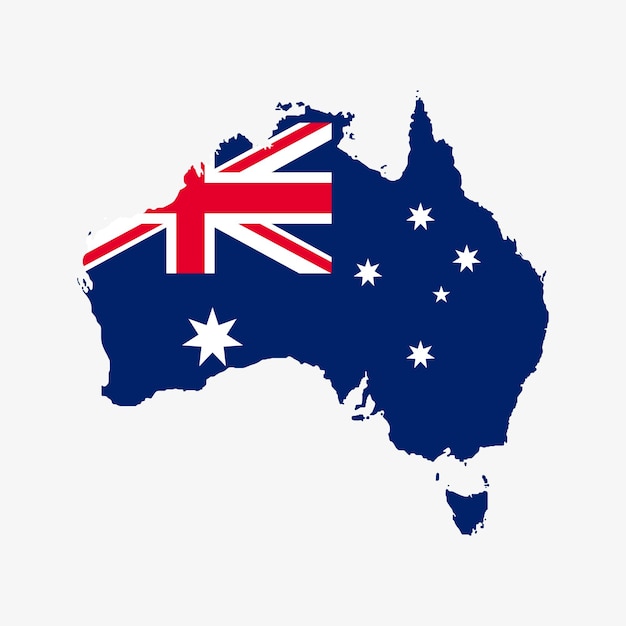 Vector kaart van australië met vlag