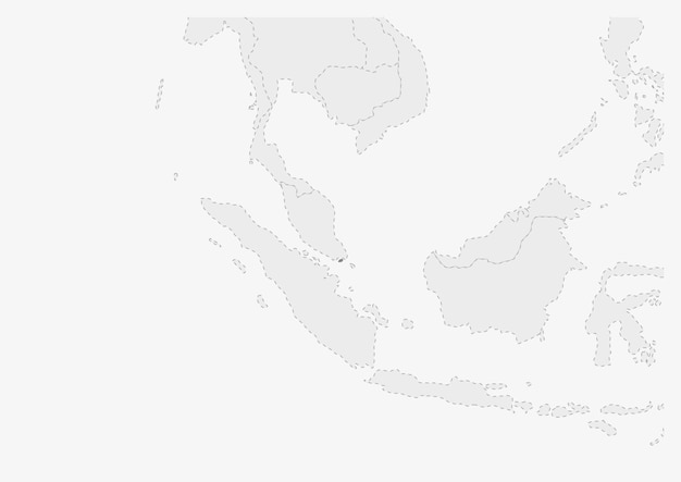 Kaart van azië met gemarkeerde kaart van singapore