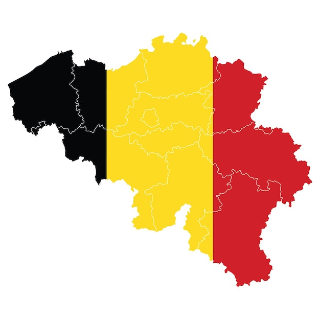 Vector kaart van belgië met de vlag van belgië