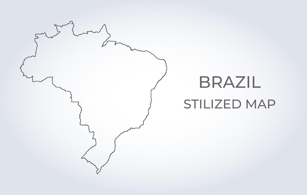 Vector kaart van brazilië in een gestileerde minimalistische stijl