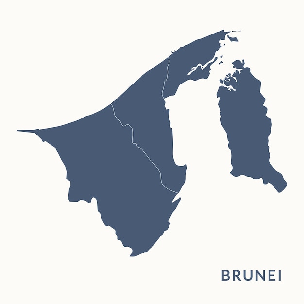 Kaart van Brunei. Brunei kaart vectorillustratie.