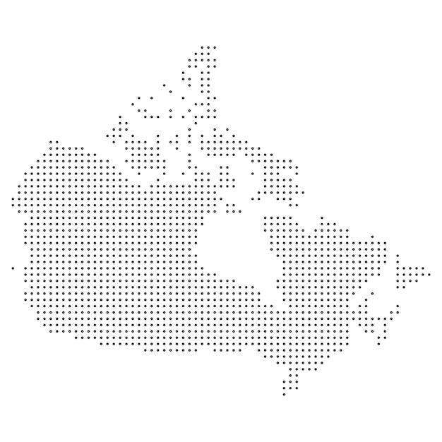 Kaart van Canada Silhouet van Canada landkaart Halftoonpunten Vector illustratie