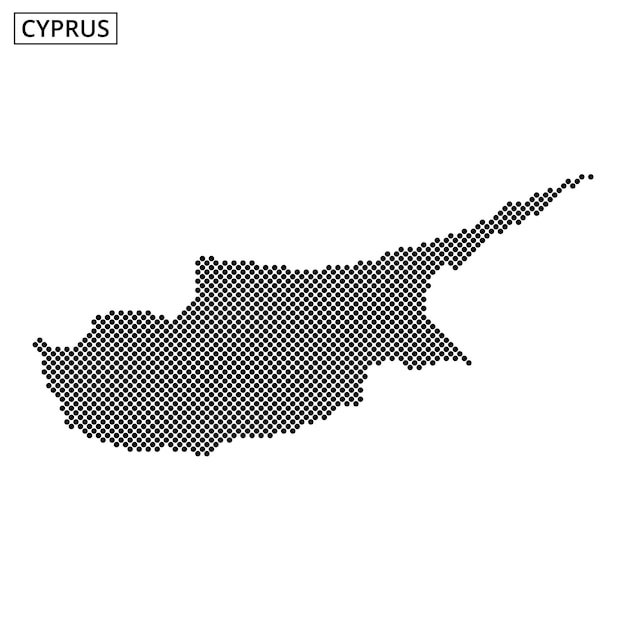 Kaart van Cyprus met een gestreepte patroon op een witte achtergrond